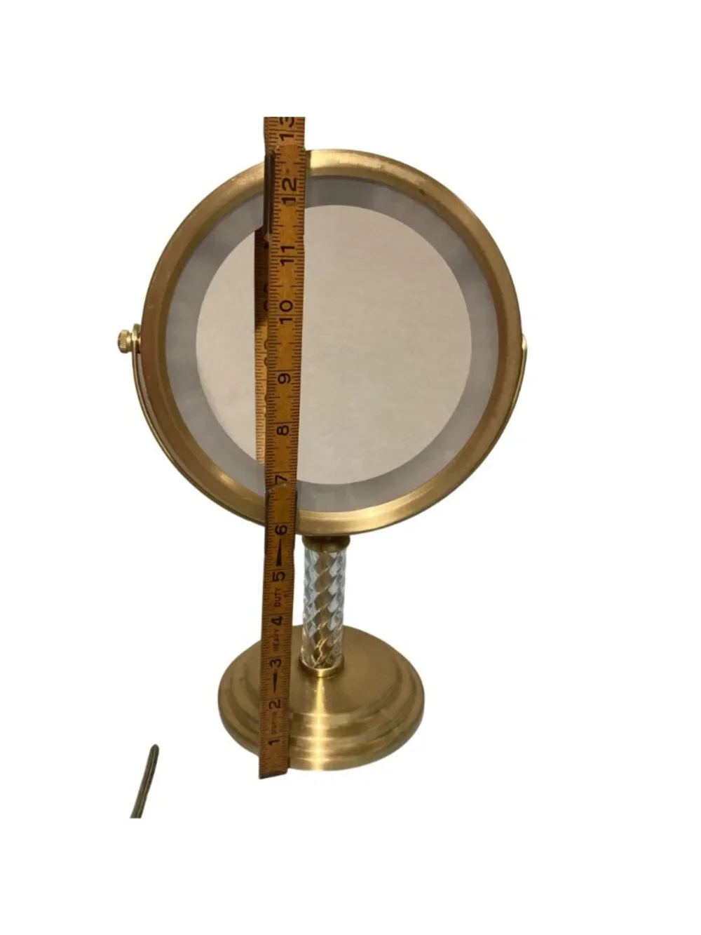 Vintage Brass Toned Lighted Tabletop Adjustable Makeup Mirror